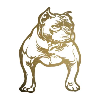 Polep vozidla SAMOLEPKA Pes 120 pravá pitbull (64 - škrábaný kov zlatý) NA AUTO, NÁLEPKA, FÓLIE, POLEP, TUNING, VLASTNÍ TEXT, TISK, AUTOSAMOLEPKY.cz, POLEPY, OBRÁZEK, LOGO, SAMOLEPKY