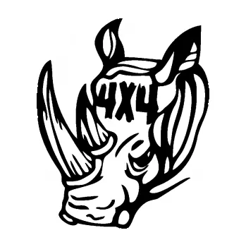 Polep vozidla SAMOLEPKA 4x4 varianta 024 nosorožec (01 - černá) NA AUTO, NÁLEPKA, FÓLIE, POLEP, TUNING, VLASTNÍ TEXT, TISK, AUTOSAMOLEPKY.cz, POLEPY, OBRÁZEK, LOGO, SAMOLEPKY