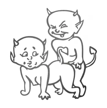 Samolepicí dekorace na vozidlo Čertíci 005 levá (41 - grafitová metalíza) SAMOLEPKA NA AUTO, NÁLEPKA, FÓLIE, POLEP, TUNING, VLASTNÍ TEXT, TISK, AUTOSAMOLEPKY.cz, POLEPY, OBRÁZEK, LOGO, 3D STICKERS