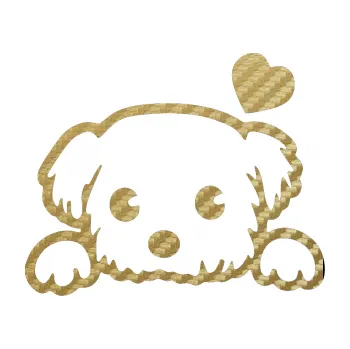 Polep vozidla SAMOLEPKA Pes 057 pravá se srdíčkem (59 - 3D karbon zlatý) NA AUTO, NÁLEPKA, FÓLIE, POLEP, TUNING, VLASTNÍ TEXT, TISK, AUTOSAMOLEPKY.cz, POLEPY, OBRÁZEK, LOGO, SAMOLEPKY