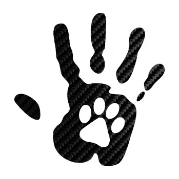 samolepka Dlaň s tlapkou pravá otisk (50 - 3D karbon černý) SAMOLEPKA NA AUTO, NÁLEPKA, FÓLIE, POLEP, TUNING, VLASTNÍ TEXT, TISK, AUTOSAMOLEPKY.cz, POLEPY, OBRÁZEK, LOGO, 3D STICKERS
