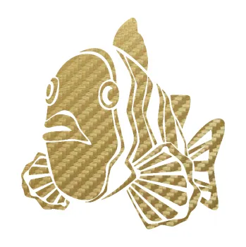 Polep vozidla SAMOLEPKA Ryba 011 levá (59 - 3D karbon zlatý) NA AUTO, NÁLEPKA, FÓLIE, POLEP, TUNING, VLASTNÍ TEXT, TISK, AUTOSAMOLEPKY.cz, POLEPY, OBRÁZEK, LOGO, SAMOLEPKY