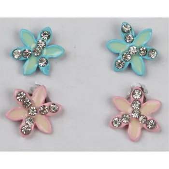 Náušnice UNI Náušnice kytičky 2 páry Barva: modro-růžová