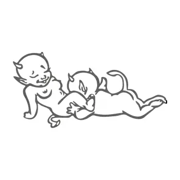 Samolepicí dekorace na vozidlo Čertíci 003 levá (62 - škrábaný titan) SAMOLEPKA NA AUTO, NÁLEPKA, FÓLIE, POLEP, TUNING, VLASTNÍ TEXT, TISK, AUTOSAMOLEPKY.cz, POLEPY, OBRÁZEK, LOGO, 3D STICKERS