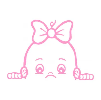 Samolepicí dekorace na vozidlo Dítě v autě 046 pravá holčička s mašličkou (24 - světle růžová) SAMOLEPKA NA AUTO, NÁLEPKA, FÓLIE, POLEP, TUNING, VLASTNÍ TEXT, TISK, AUTOSAMOLEPKY.cz, POLEPY, OBRÁZEK, LOGO, 3D STICKERS