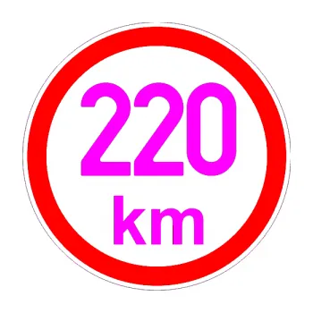 samolepka Maximální rychlost 220km - nejvyšší konstrukční rychlost (72 - Fluorescentní růžová) SAMOLEPKA NA AUTO, NÁLEPKA, FÓLIE, POLEP, TUNING, VLASTNÍ TEXT, TISK, AUTOSAMOLEPKY.cz, POLEPY, OBRÁZEK, LOGO, 3D STICKERS