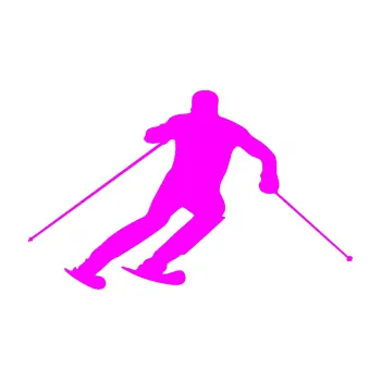 Samolepicí dekorace na vozidlo Lyžař 021 pravá (72 - Fluorescentní růžová) SAMOLEPKA NA AUTO, NÁLEPKA, FÓLIE, POLEP, TUNING, VLASTNÍ TEXT, TISK, AUTOSAMOLEPKY.cz, POLEPY, OBRÁZEK, LOGO, 3D STICKERS