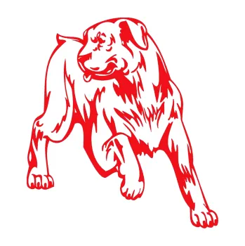 Polep vozidla SAMOLEPKA Pes 020 pravá (10 - červená) NA AUTO, NÁLEPKA, FÓLIE, POLEP, TUNING, VLASTNÍ TEXT, TISK, AUTOSAMOLEPKY.cz, POLEPY, OBRÁZEK, LOGO, SAMOLEPKY