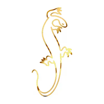 Samolepící dekorace Ještěrka 005 pravá (81 - chrom fólie zlatá zrcadlová) SAMOLEPKA NA AUTO, NÁLEPKA, FÓLIE, POLEP, TUNING, VLASTNÍ TEXT, TISK, AUTOSAMOLEPKY.cz, POLEPY, OBRÁZEK, LOGO, 3D STICKERS