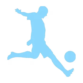 Samolepicí dekorace na vozidlo Fotbalista 028 pravá (03 - světle modrá) SAMOLEPKA NA AUTO, NÁLEPKA, FÓLIE, POLEP, TUNING, VLASTNÍ TEXT, TISK, AUTOSAMOLEPKY.cz, POLEPY, OBRÁZEK, LOGO, 3D STICKERS