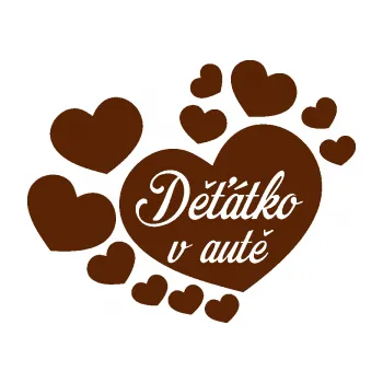 Samolepicí dekorace na vozidlo Dítě v autě 092 nápis děťátko v autě se srdíčky (15 - hnědá) SAMOLEPKA NA AUTO, NÁLEPKA, FÓLIE, POLEP, TUNING, VLASTNÍ TEXT, TISK, AUTOSAMOLEPKY.cz, POLEPY, OBRÁZEK, LOGO, 3D STICKERS
