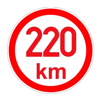samolepka Maximální rychlost 220km - nejvyšší konstrukční rychlost (10 - červená) SAMOLEPKA NA AUTO, NÁLEPKA, FÓLIE, POLEP, TUNING, VLASTNÍ TEXT, TISK, AUTOSAMOLEPKY.cz, POLEPY, OBRÁZEK, LOGO, 3D STICKERS
