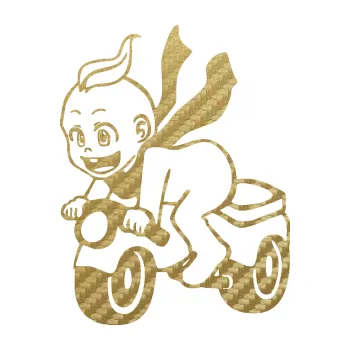 Samolepicí dekorace na vozidlo Dítě v autě 083 levá chlapeček na odrážedle (59 - 3D karbon zlatý) SAMOLEPKA NA AUTO, NÁLEPKA, FÓLIE, POLEP, TUNING, VLASTNÍ TEXT, TISK, AUTOSAMOLEPKY.cz, POLEPY, OBRÁZEK, LOGO, 3D STICKERS