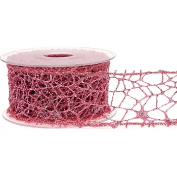 Stuha Stuha Big spider glitter 5 cm x 9,1 m - starorůžová