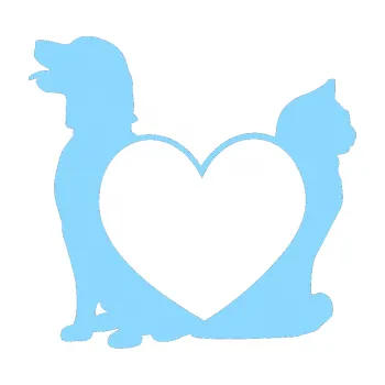 Polep vozidla SAMOLEPKA NA AUTO Pejsek a kočička love levá (03 - světle modrá) NÁLEPKA, FÓLIE, POLEP, TUNING, VLASTNÍ TEXT, TISK, AUTOSAMOLEPKY.cz, POLEPY, OBRÁZEK, LOGO, SAMOLEPKY