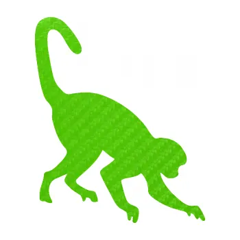 Samolepící dekorace SAMOLEPKA Opice 002 pravá (58 - 3D karbon zelený kawasaki) NA AUTO, NÁLEPKA, FÓLIE, POLEP, TUNING, VLASTNÍ TEXT, TISK, AUTOSAMOLEPKY.cz, POLEPY, OBRÁZEK, LOGO, SAMOLEPKY