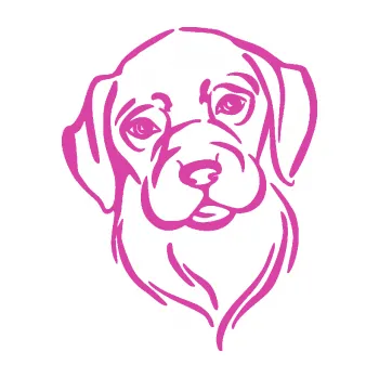 Polep vozidla Pes 130 levá hlavička (16 - růžová) SAMOLEPKA NA AUTO, NÁLEPKA, FÓLIE, POLEP, TUNING, VLASTNÍ TEXT, TISK, AUTOSAMOLEPKY.cz, POLEPY, OBRÁZEK, LOGO, 3D STICKERS