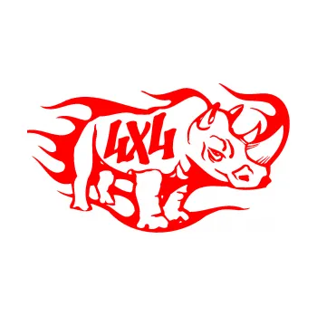 Polep vozidla SAMOLEPKA 4x4 nosorožec (74 - Fluorescentní červená) NA AUTO, NÁLEPKA, FÓLIE, POLEP, TUNING, VLASTNÍ TEXT, TISK, AUTOSAMOLEPKY.cz, POLEPY, OBRÁZEK, LOGO, SAMOLEPKY