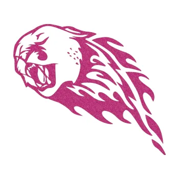 Samolepicí dekorace na vozidlo Animal flames 083 levá puma (90 - Ultra Metalic růžová) SAMOLEPKA NA AUTO, NÁLEPKA, FÓLIE, POLEP, TUNING, VLASTNÍ TEXT, TISK, AUTOSAMOLEPKY.cz, POLEPY, OBRÁZEK, LOGO, 3D STICKERS