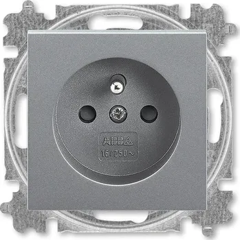 Elektrická zásuvka Zásuvka jednonásobná 55x55 ABB Levit 5519H-A02557 69, ocelová, s clonkami