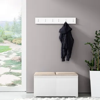 Předsíňová stěna Eka Předsíňová stěna s čalouněnými panely Trinity 5 - Bílá / Tmavá krémová 2302