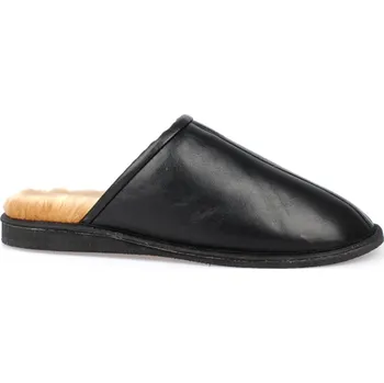 Pánské pantofle Kožené hnědé domácí pantofle s beránkem Velikost obuvi 39