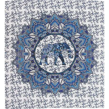 Přehoz na lůžko Přehoz na postel indický Elephant Flower modrý 220 x 210 cm