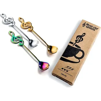 Žertovný předmět Originální čajové lžičky 3ks barevné- Houslový klíč