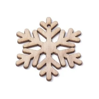 Dětské navlékací korálky Dřevěný výřez velká vločka 60x60mm