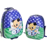 Dětský kufr s batohem T-class 3471 , 25l + 15l (fotbal-modrozelená)