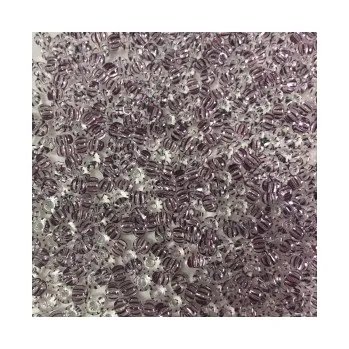 Dětské navlékací korálky Rokajl 8/0 průhledný s fialovými proužky