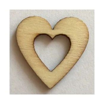 Dětské navlékací korálky Dřevěný výřez srdce obrys 25x25mm