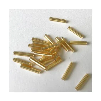 Dětské navlékací korálky Preciosa tyčinky zlaté rovné 12mm