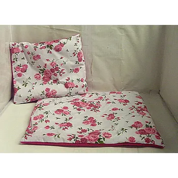 Doplněk pro panenku Plymo do kočárku pro panenky Polštářek a peřinka s výplní Velké Růže růžové