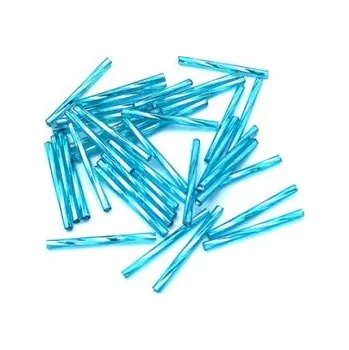 Dětské navlékací korálky Preciosa tyčinky světle modré kroucené 30 mm