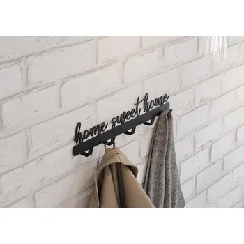 věšák na klíče In-Design Věšák HOME SWEET HOME černý