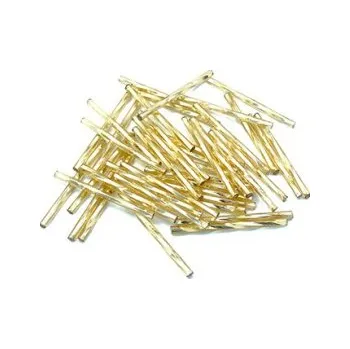 Dětské navlékací korálky Preciosa tyčinky zlaté kroucené 30 mm