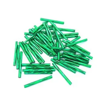 Dětské navlékací korálky Preciosa tyčinky tmavě zelené kroucené 25 mm