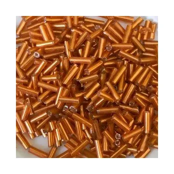 Dětské navlékací korálky Rokajl oranžové rovné lesklé tyčinky (6 mm)