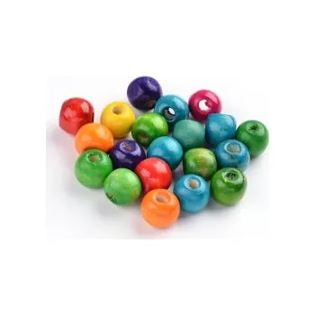 Dětské navlékací korálky Dřevěné korálky mix barev 10mm 20g