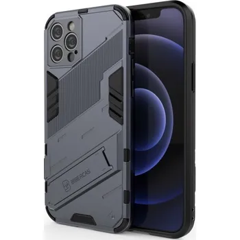 Pouzdro na mobilní telefon Odolný ochranný kryt se stojánkem pro iPhone 12 Pro - šedý