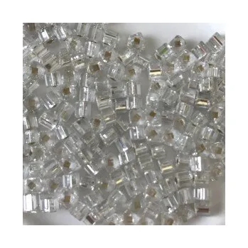 Dětské navlékací korálky Rokajl Preciosa 1. jakost hranaté stříbrné menší č. 098