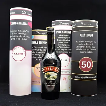 Dárkový potravinový koš Baileys - dárkové balení alkoholu s potiskem na přání