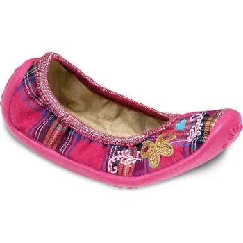 Dívčí bačkory BEFADO Balerínky bačkůrky cvičky 980X044 růžové s motýlkem velikost: 28