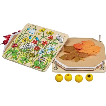 Výuková hračka Goki Dřevěný Lis na květiny a listy