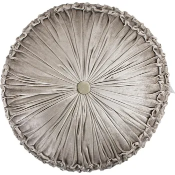 Dekorativní polštářek Béžový sametový kulatý a nabíraný polštář - Ø 60 cm