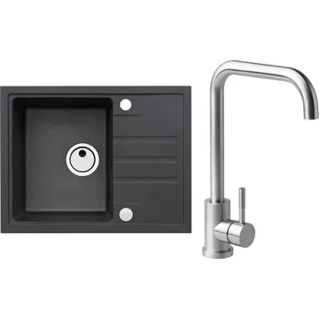 Set Alveus (dřez Intermezzo 30 Black 91 + baterie Angle Kartáčovaná ocel) SETA20038