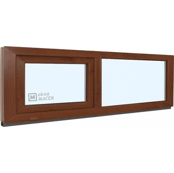 Okno Plastové okno - KNIPPING 70 AD, 2100x500 mm, FIX/S, ořech Sklo: čiré, Barva, imitace: ořech/bílá (jednostranně) + příslušenství a montážní materiál zdarma