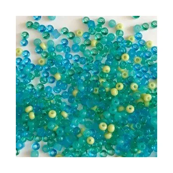 Dětské navlékací korálky Rokajl preciosa 1. jakost modrozelenožlutý mix