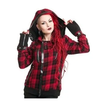 Punková bunda dámská červená kostkovaná
